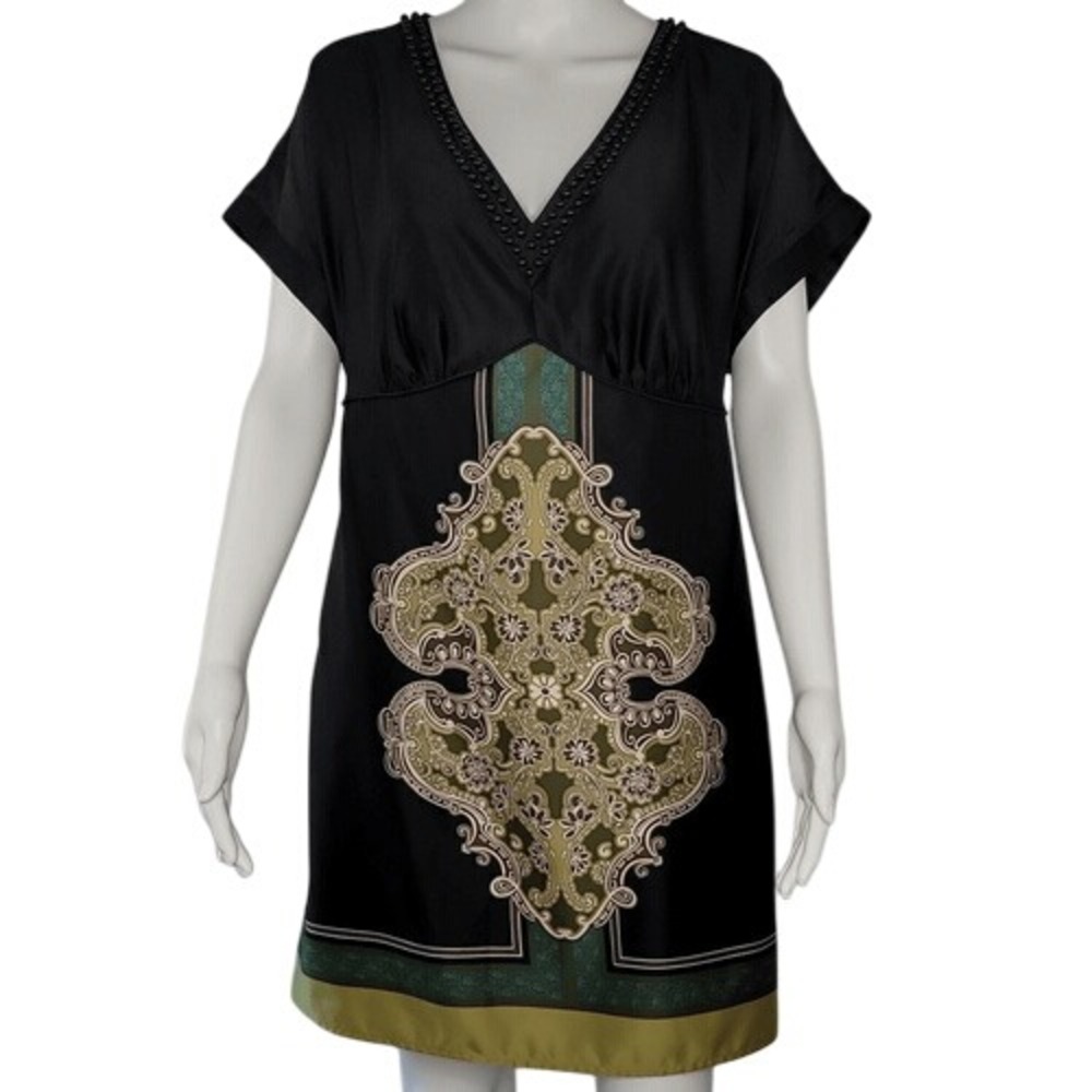 Lane Bryant‎ Black Embellished V-Neck Dress